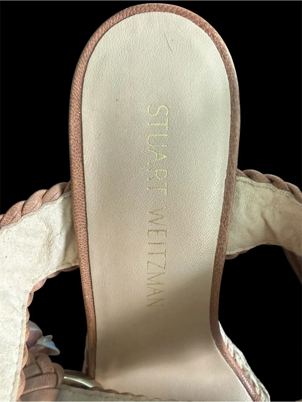 Women Stuart Weitzman Brown Woven Leather Espadrille Wedge Ankle Strap Sandals - Picture 6 of 9